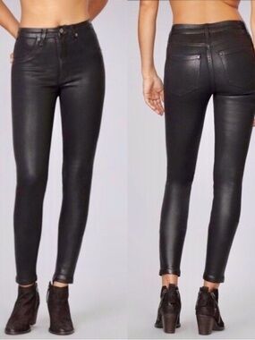 CARMAR Denim Los Angeles COATED Black Skinny Jeans Size 26 Y2K Rocker Grunge